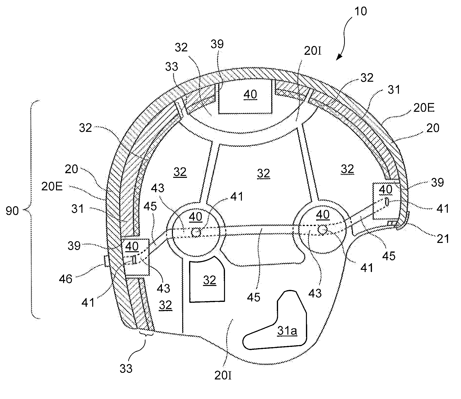 Helmet with columnar cushioning