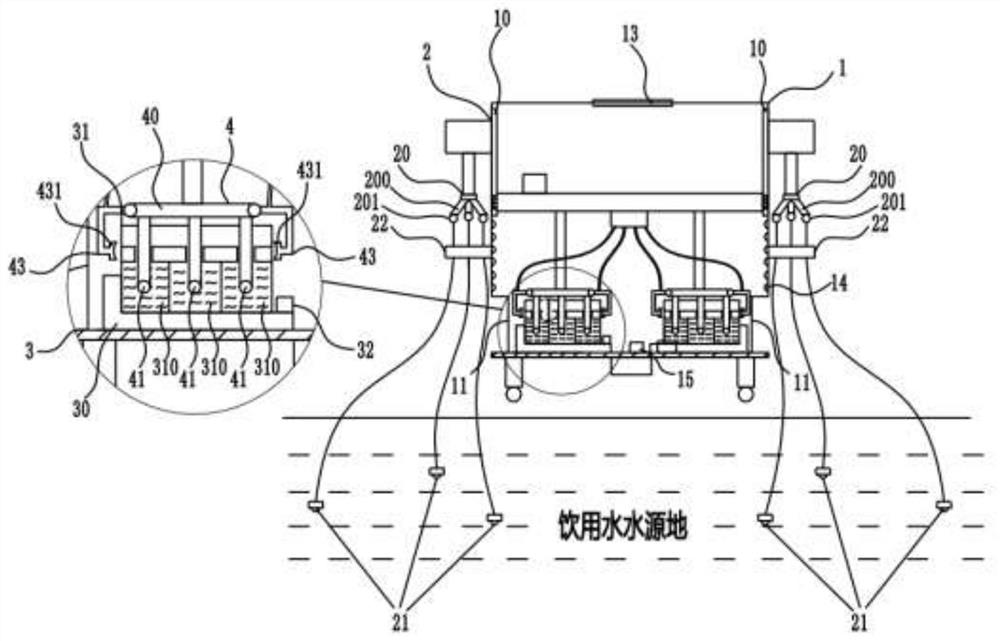 A device for detecting pollutants in drinking water sources based on gradient sampling