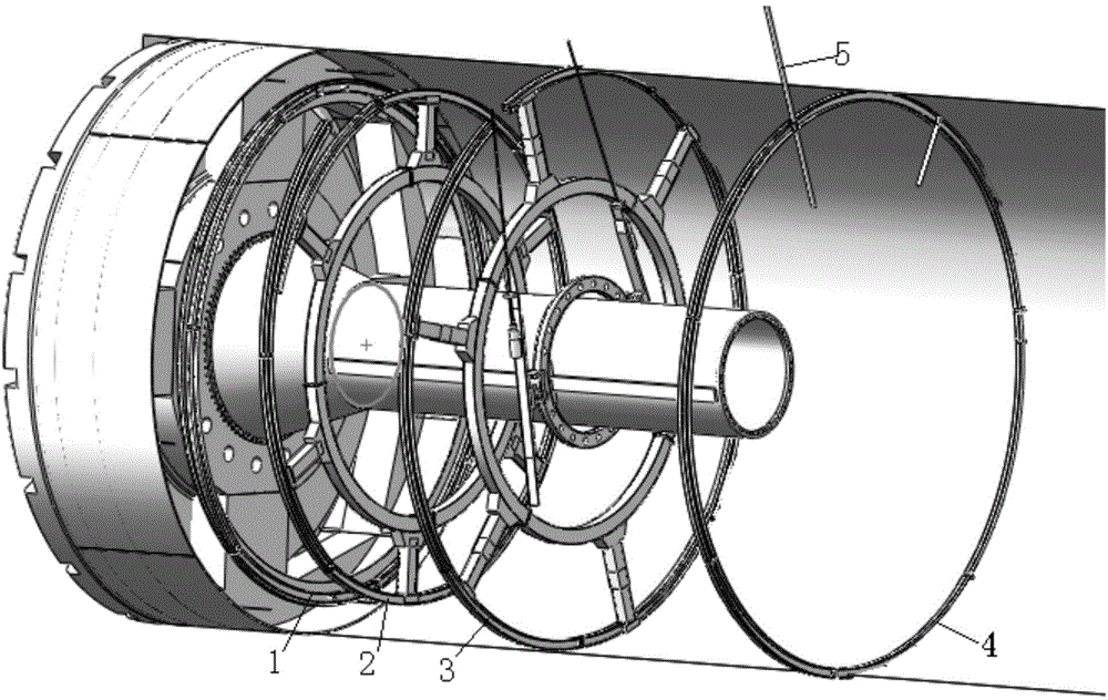 Annular steel structure supporting construction method with open type TBM (tunnel boring machine)