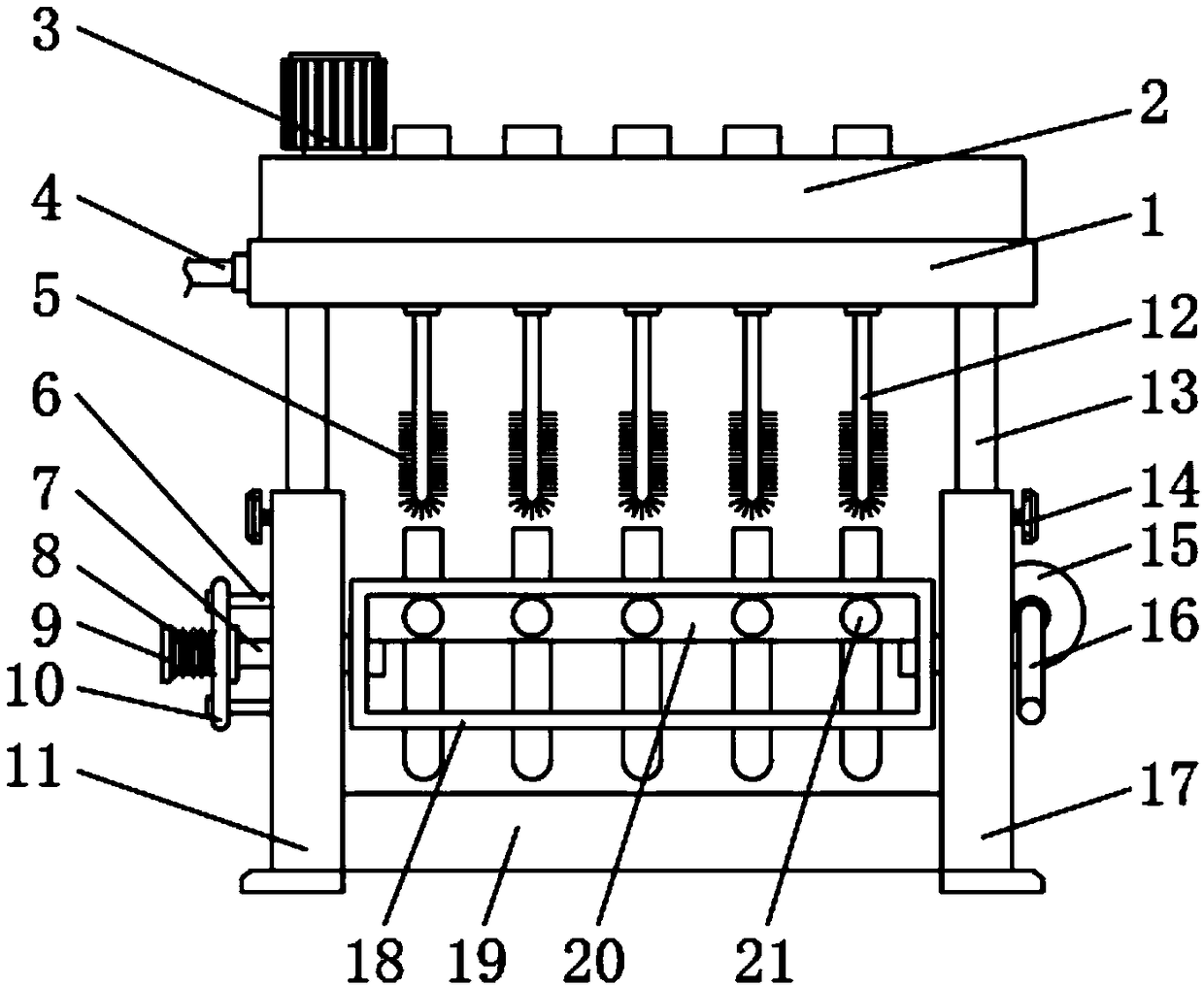 Test tube washing device for chemical laboratory