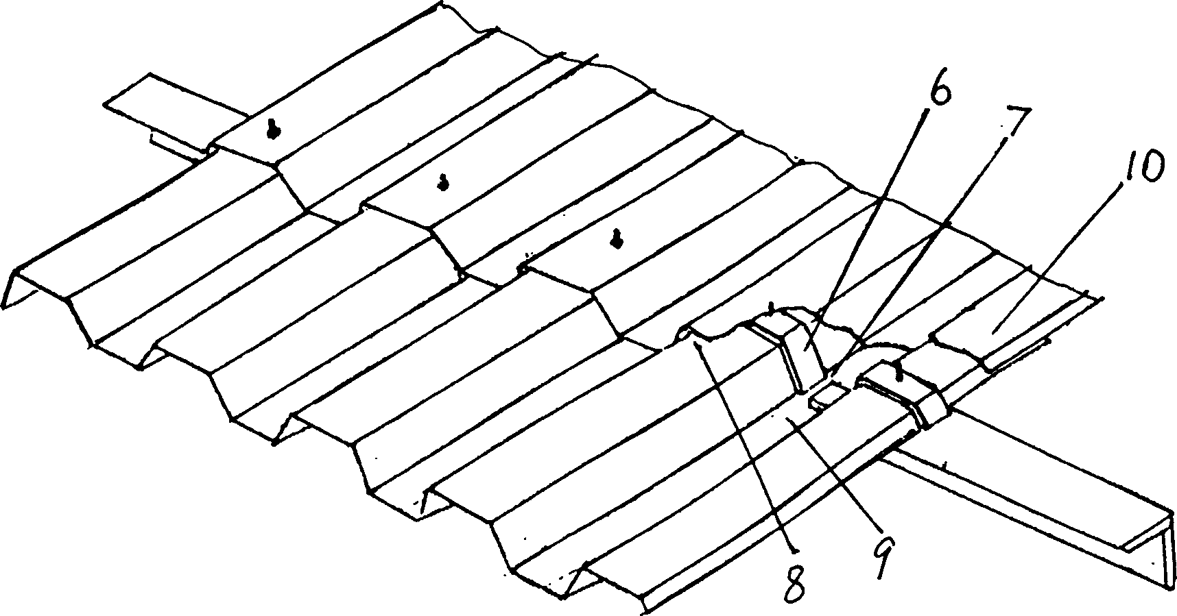 Equal pressure structure waterproof method for die-mould steel plate tile roof