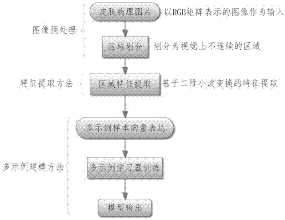 Skin pathological image feature recognition method based on multi-example multi-label study