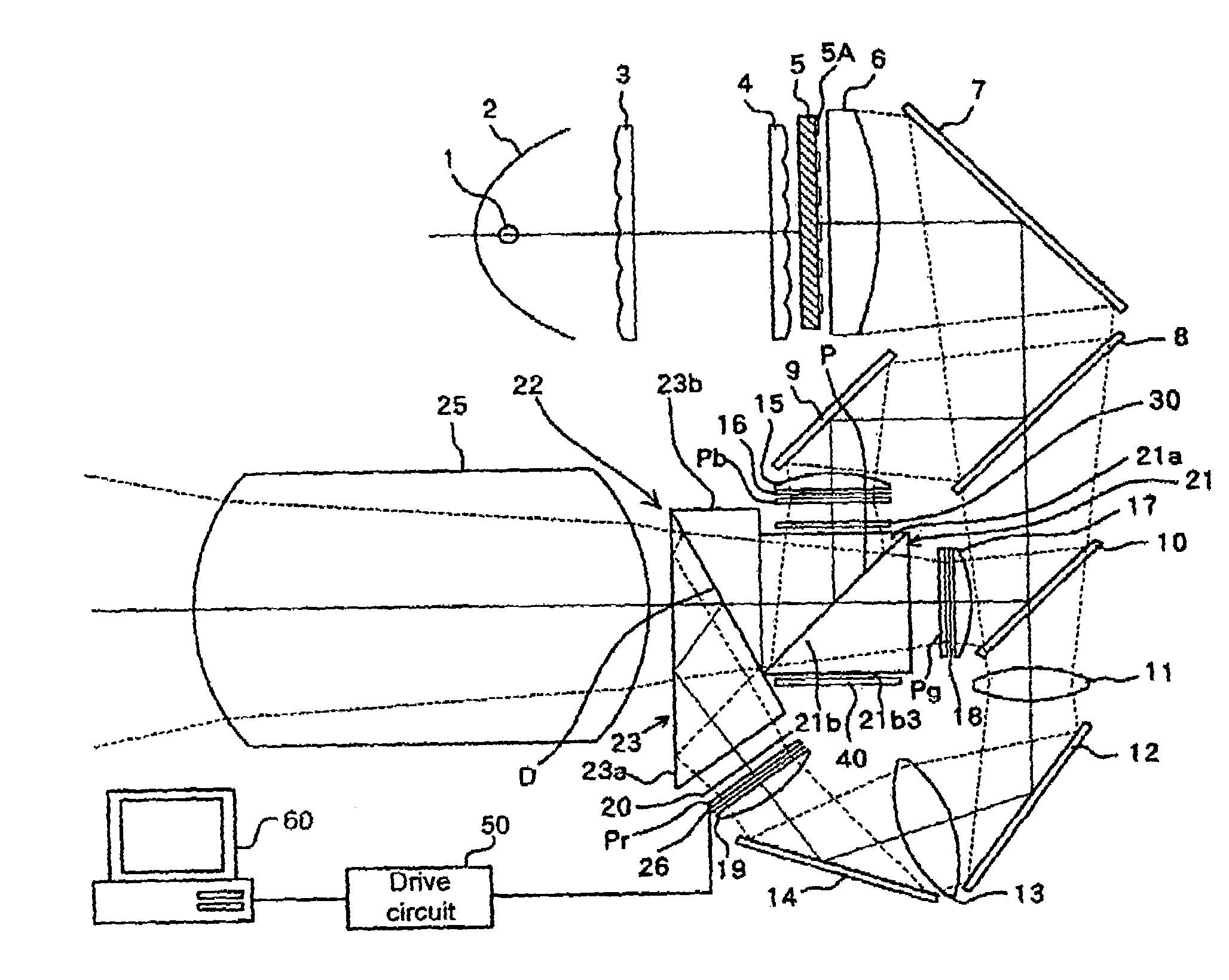 Color combining optical system, projection-type display optical system, projection-type image display apparatus, and image display system
