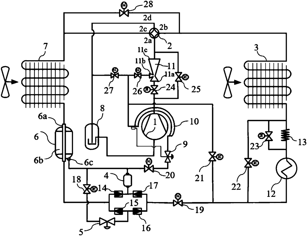 Air-source air conditioning system provided with double heat storage devices and defrosting method