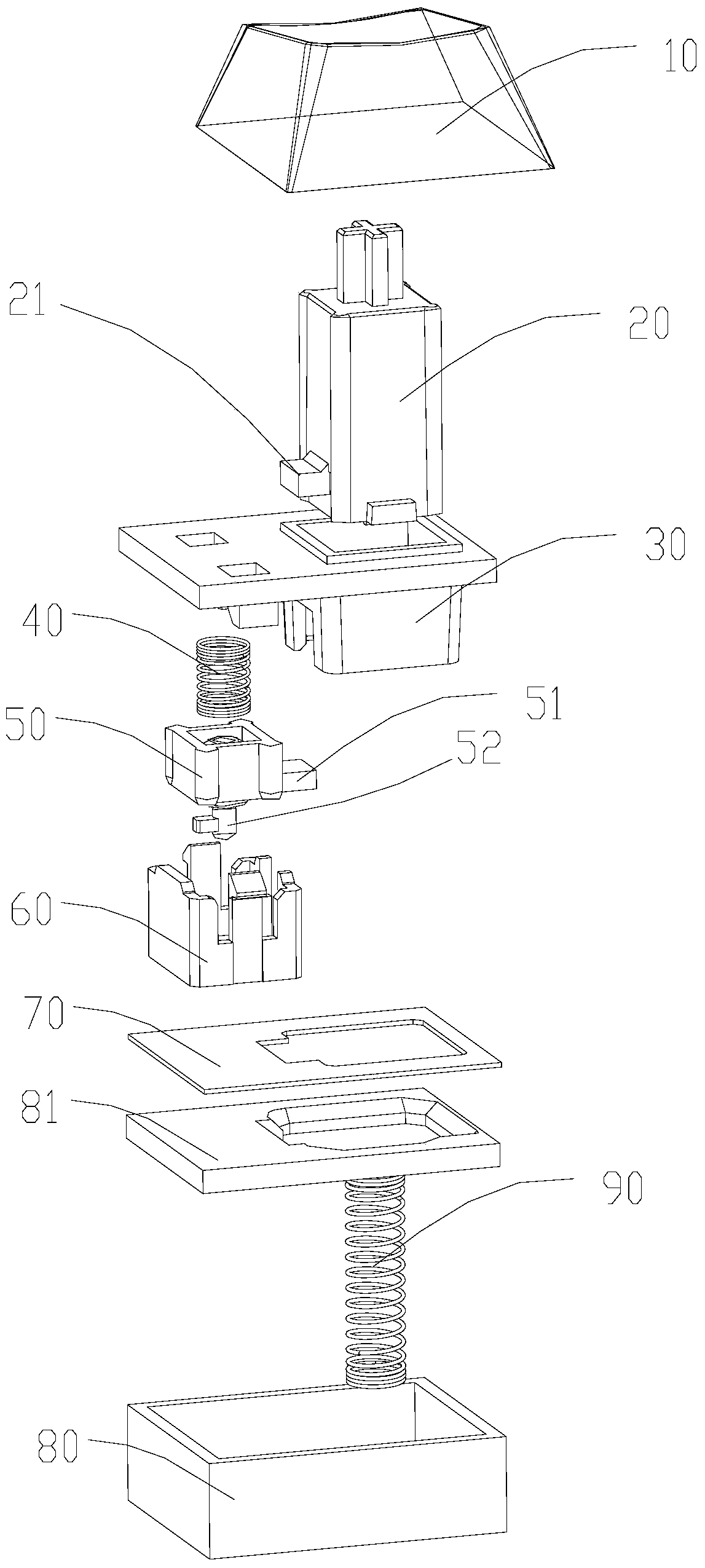 A kind of button structure and its mechanical keyboard and assembly method