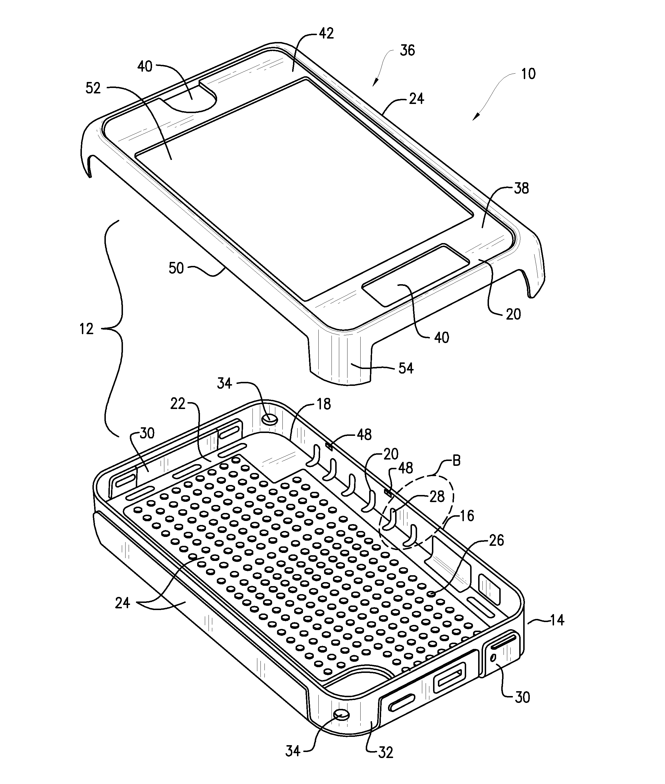 Mobile device case having tension elements