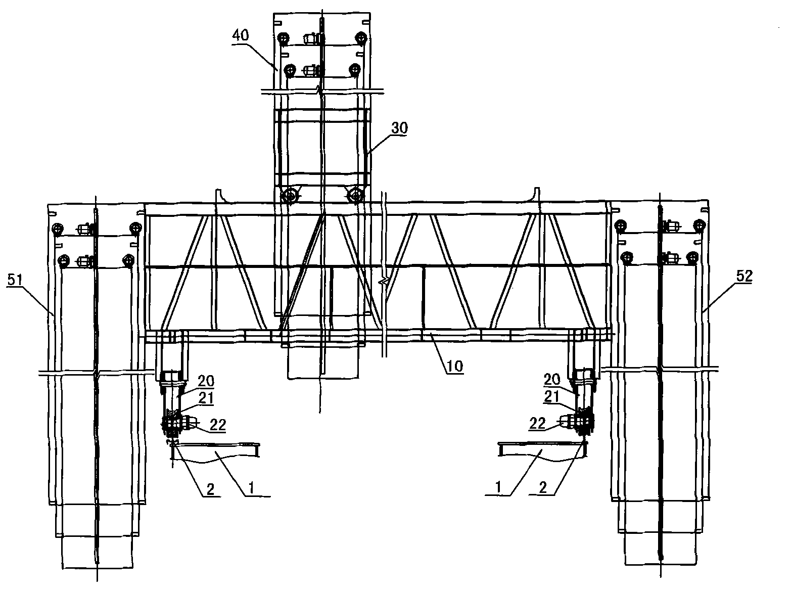 Variable-height continuous steel truss girder railway bridge inspection vehicle