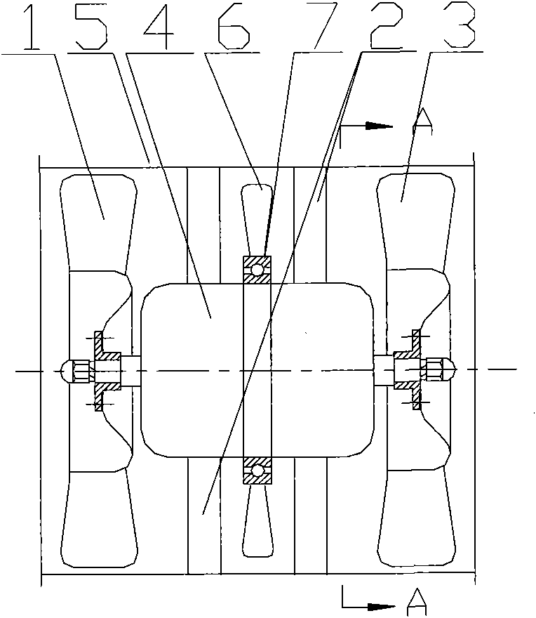 Three- impeller axial flow fan of subway traction motor brake cooling system