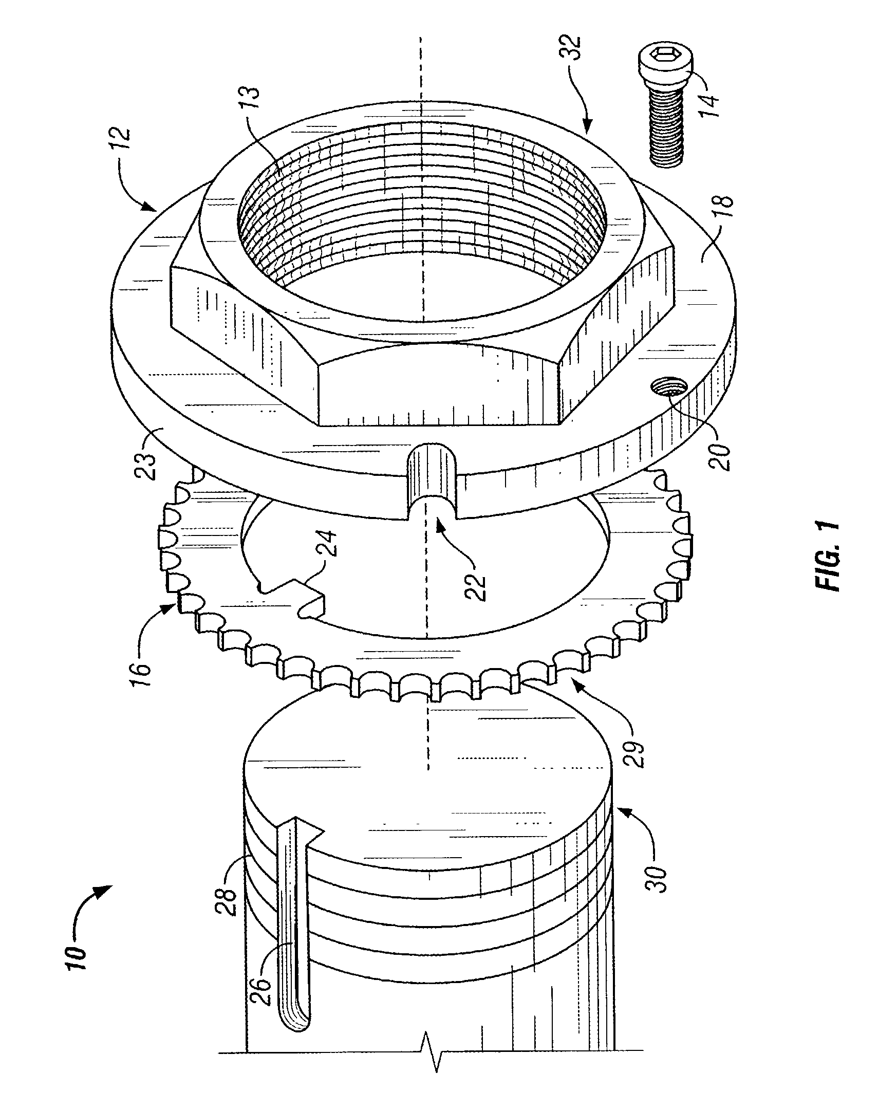 Locking fastener for threaded joint with sight gauge