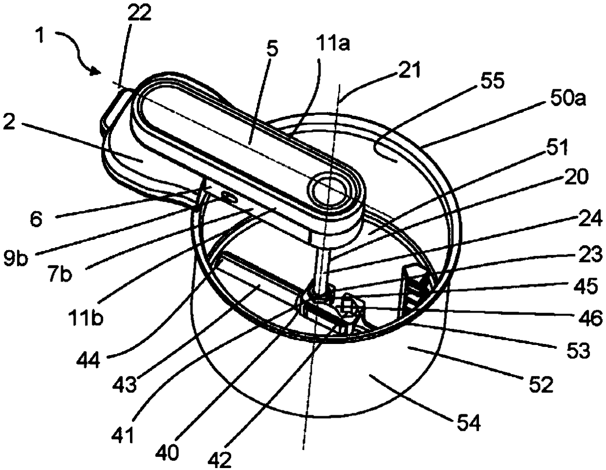 Food processing device provided with a system for attaching a tool