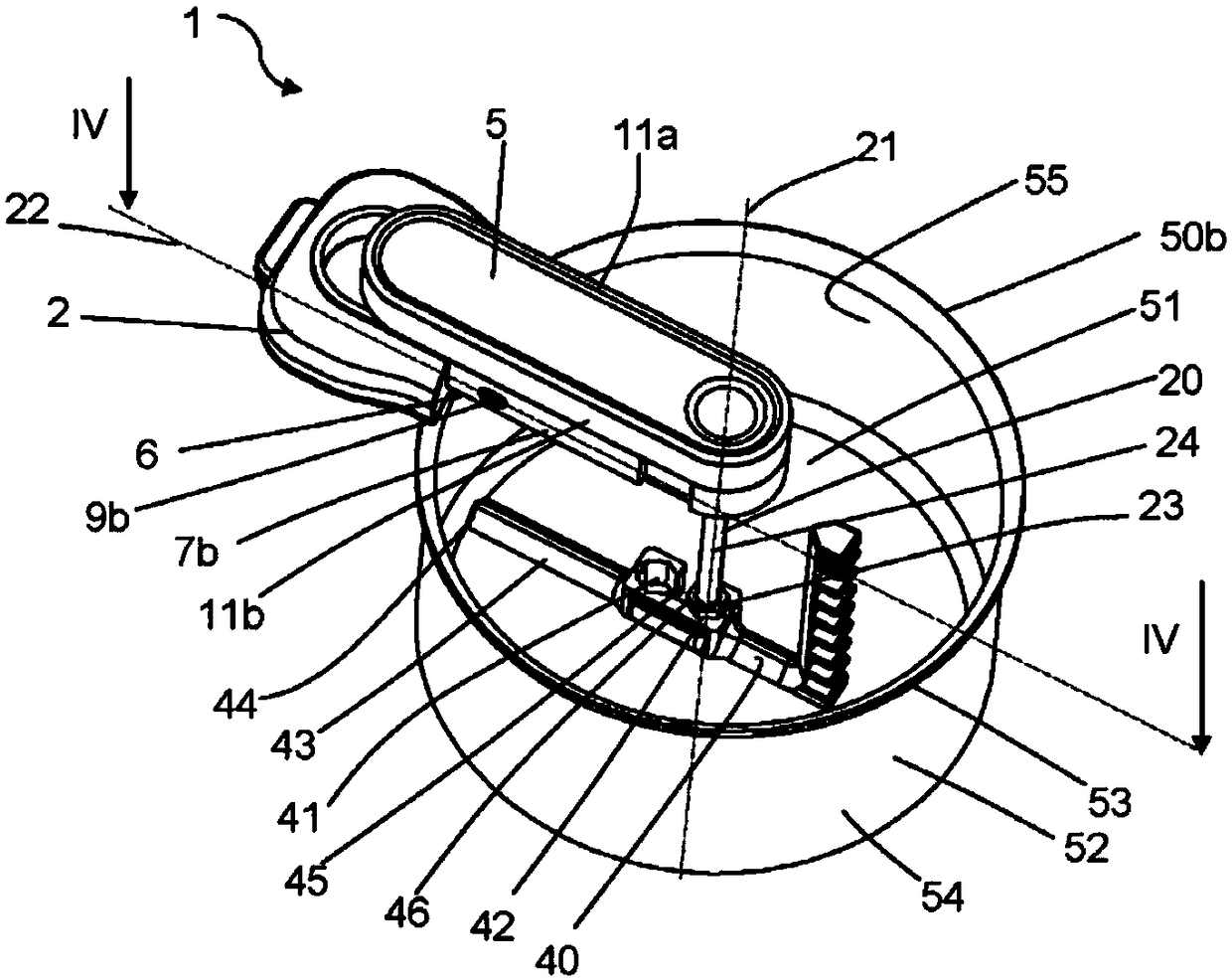 Food processing device provided with a system for attaching a tool