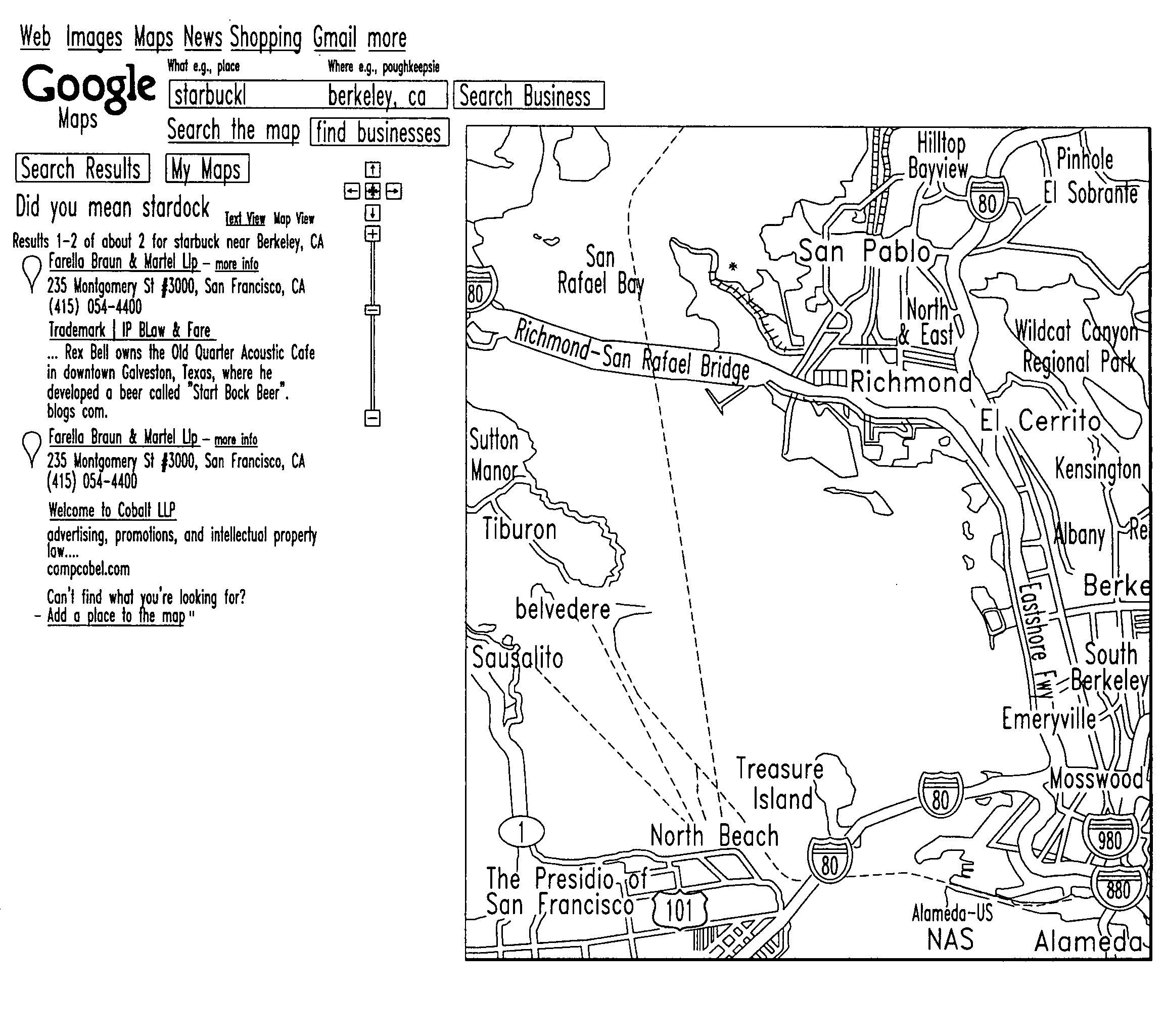 Proximity search for point-of-interest names combining inexact string match with an expanding radius search