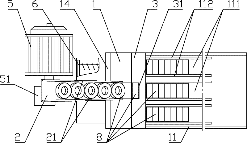 Channel-dividing compact-pushing auto-arranging tool for rotary powder forming presses