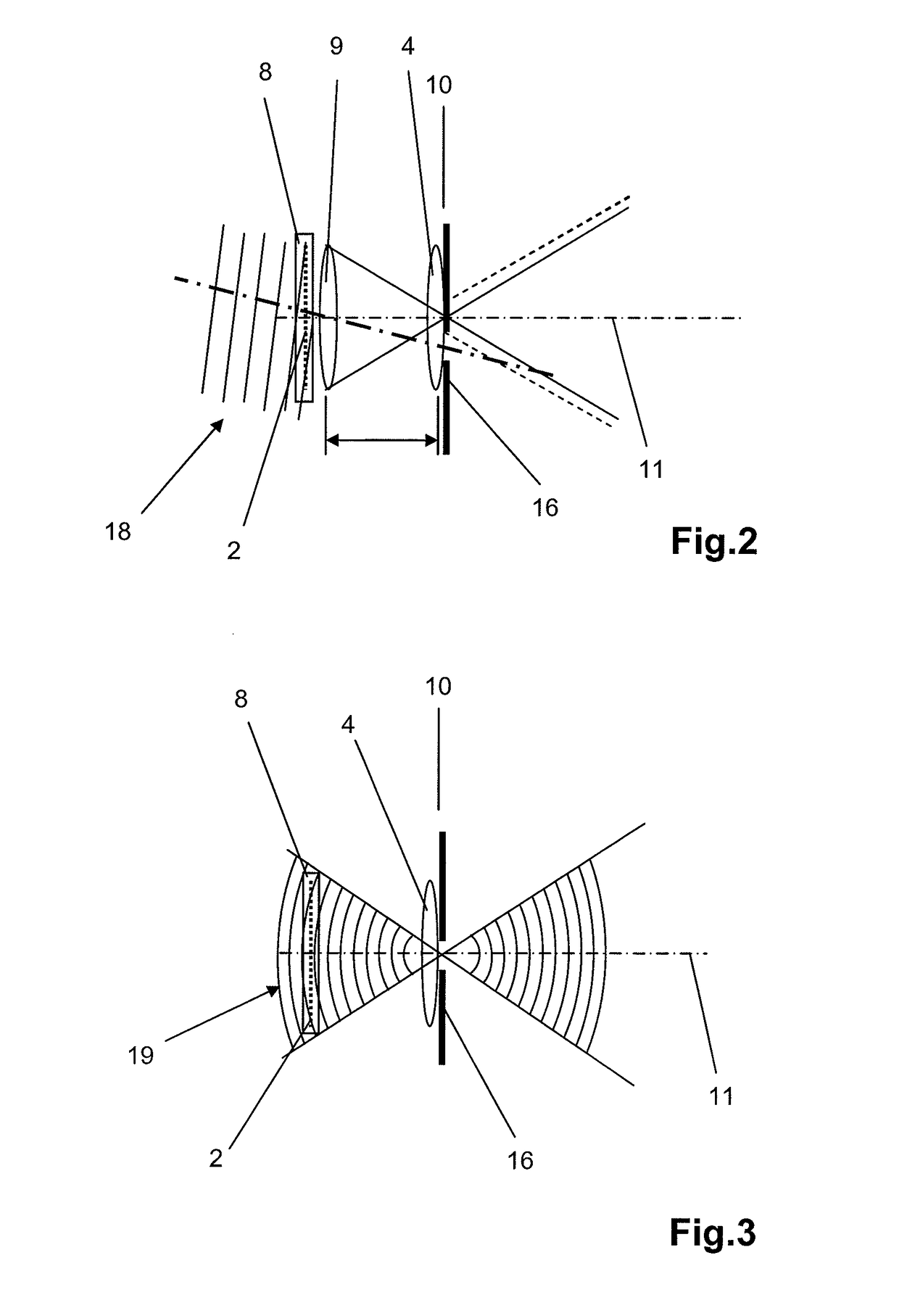 Projection device and method for the holographic reconstruction of scenes