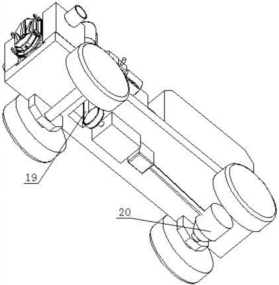 Self-traveling dry self-sucking emergency flood drainage, fire fighting and power generation integrated device