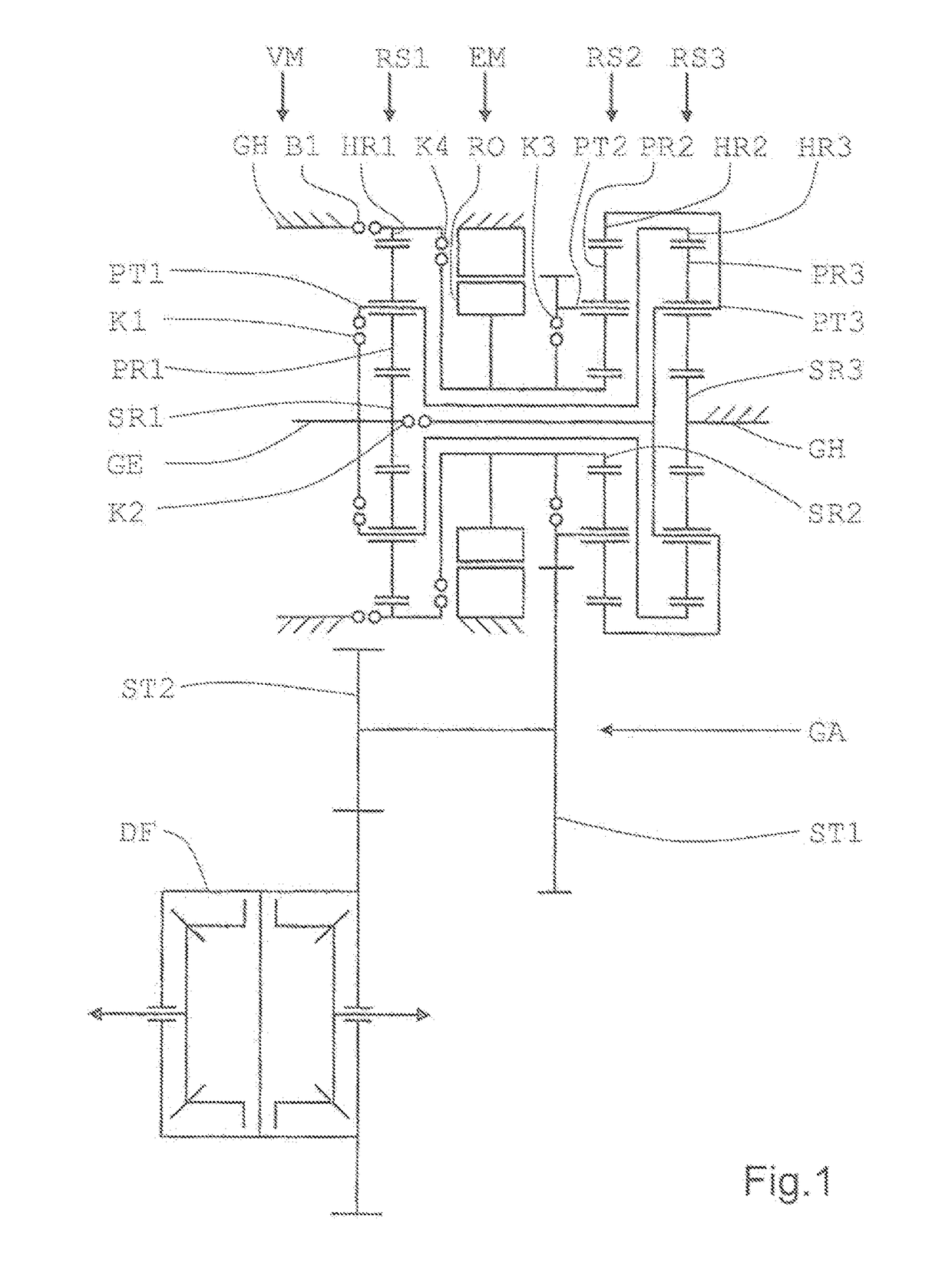 Planetary gear system for a hybrid drive of a motor vehicle