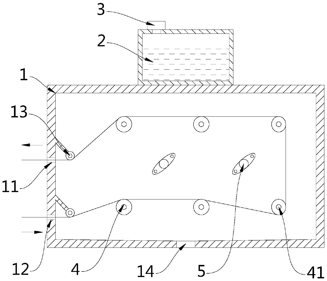 Moistening device of fabric pre-shrinking equipment