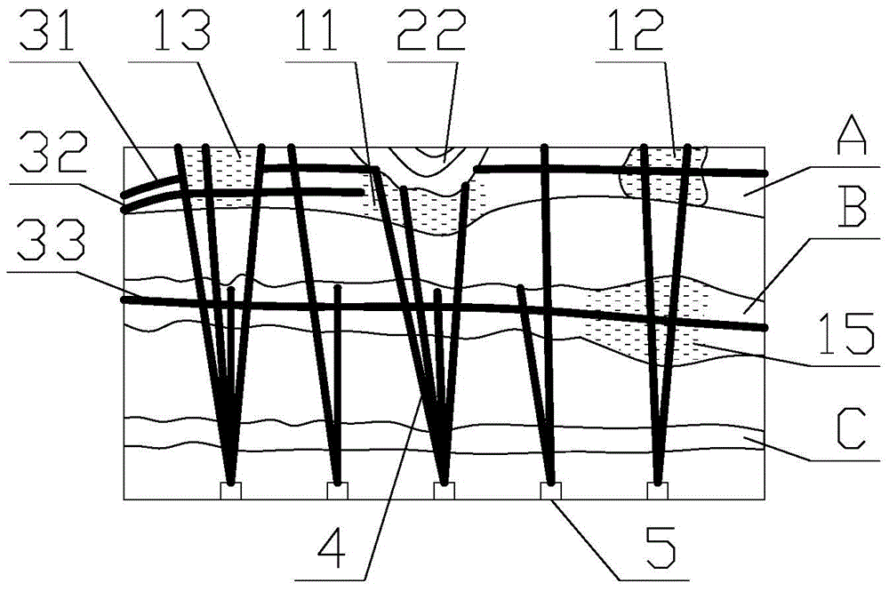 Downhole stereo rapid water drainage method through the combination of horizontal drilling holes and vertical drilling holes