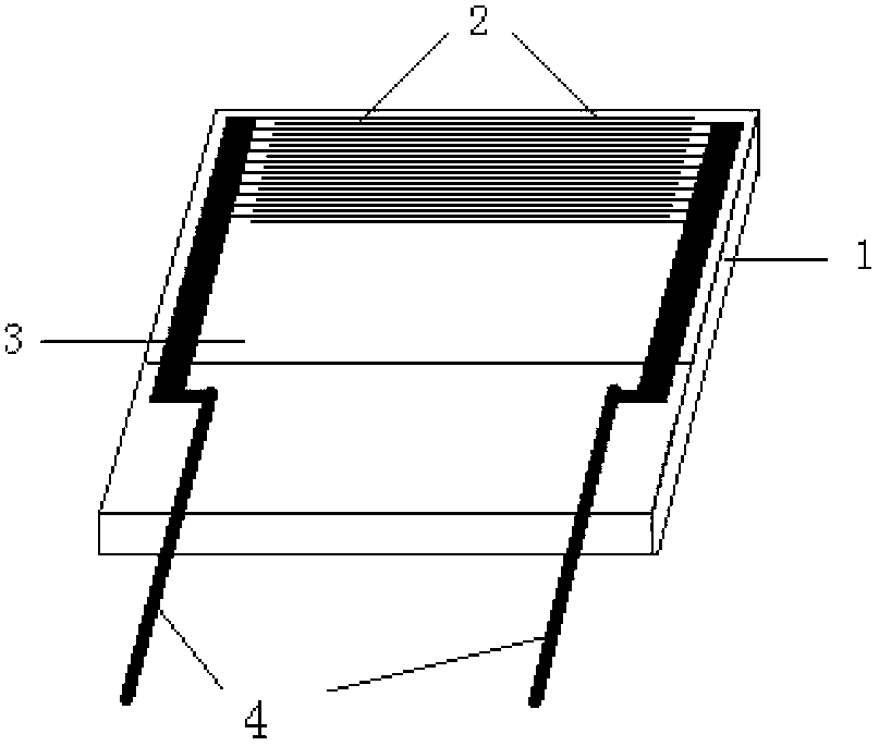 Polyaniline/ titanium dioxide nanometer composite impedance type thin film gas sensor and preparation method thereof