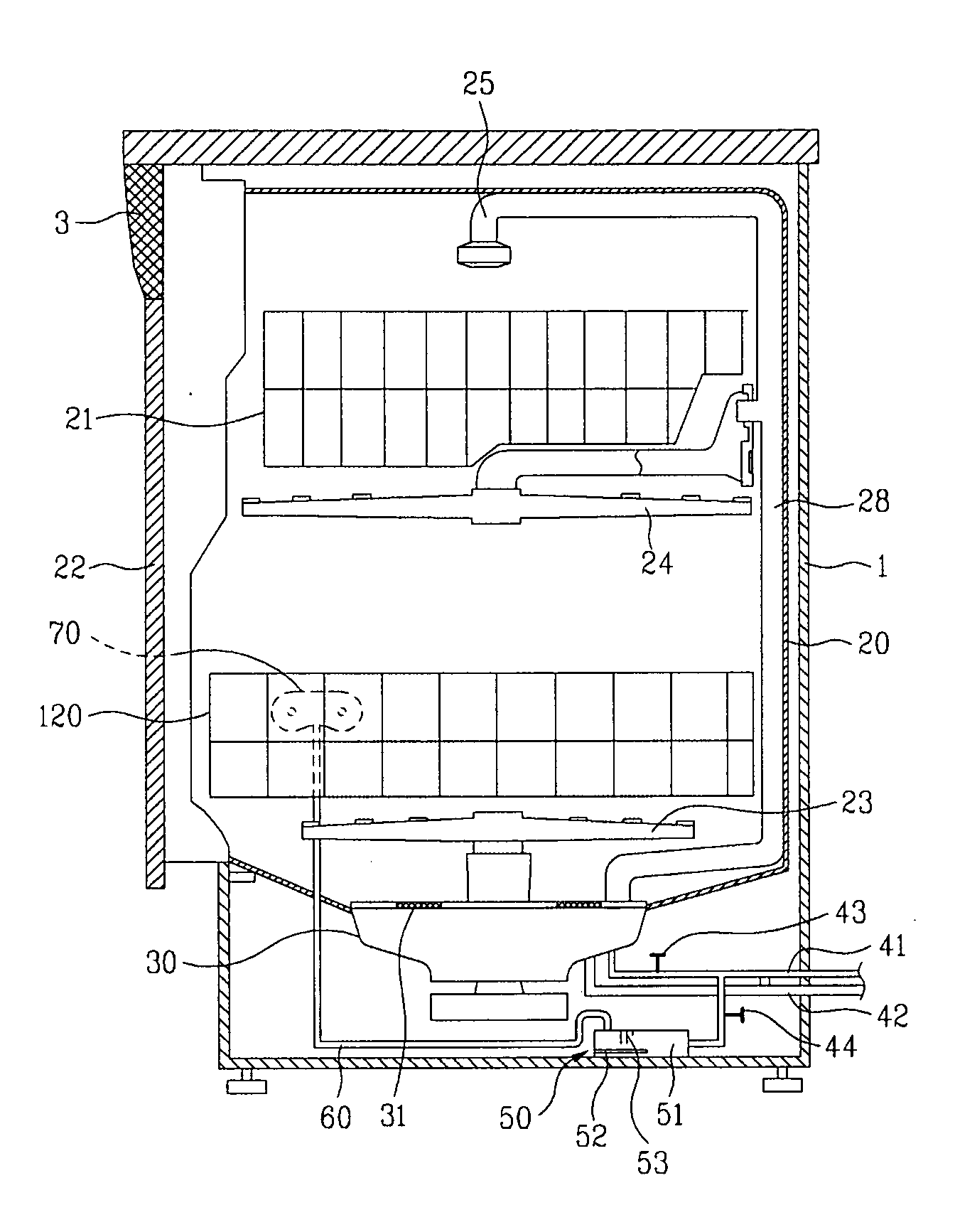 Steam dish washing machine with effective positioning and orientation of items to be washed