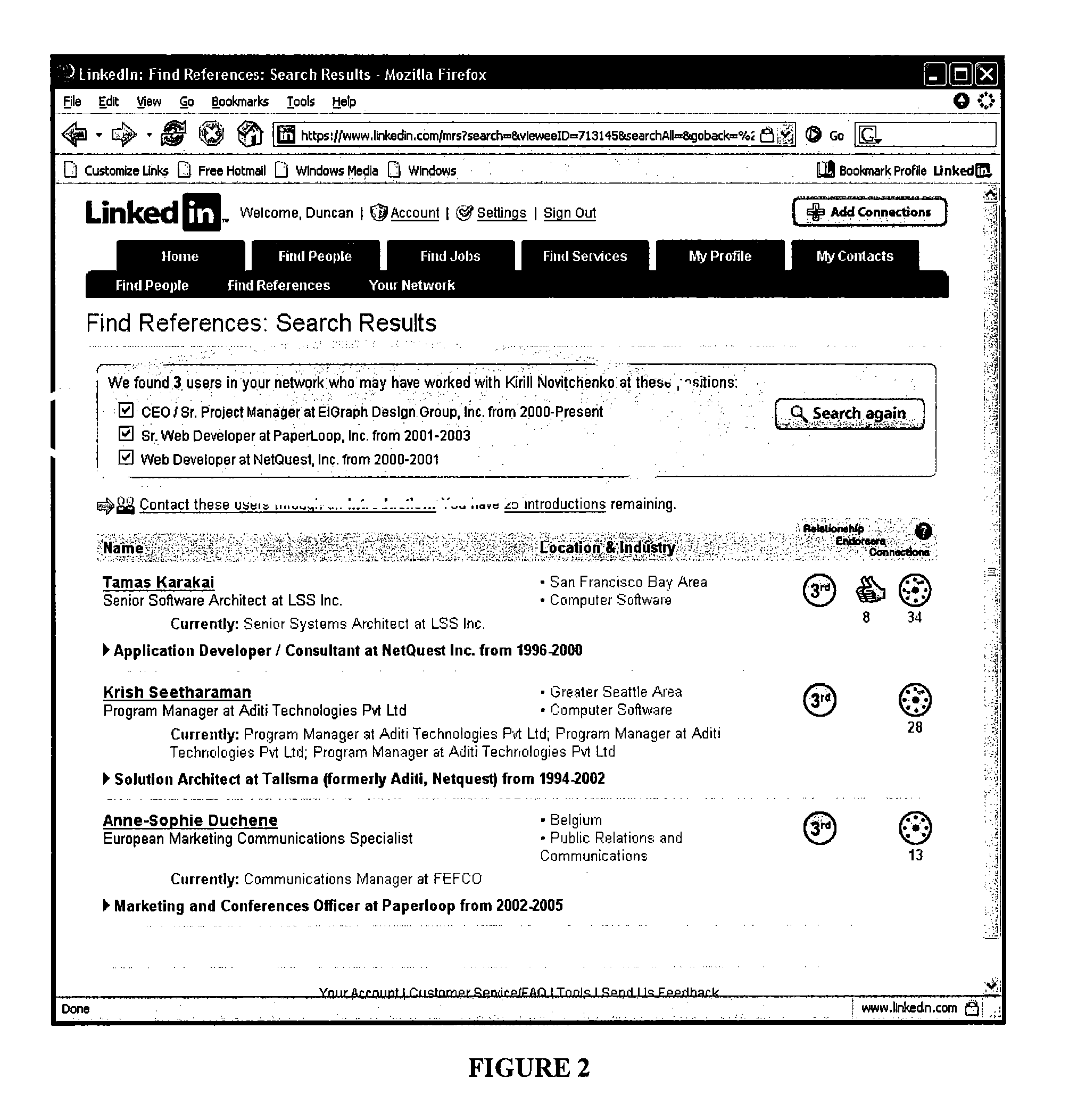 Methods for virally forwarding a search in a social networking system