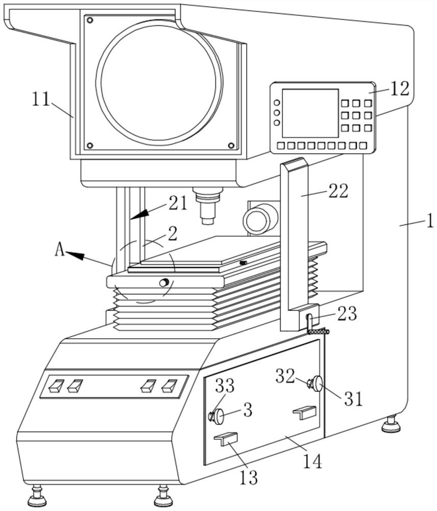 Projection device convenient for adjusting object position for three-dimensional optical measurement