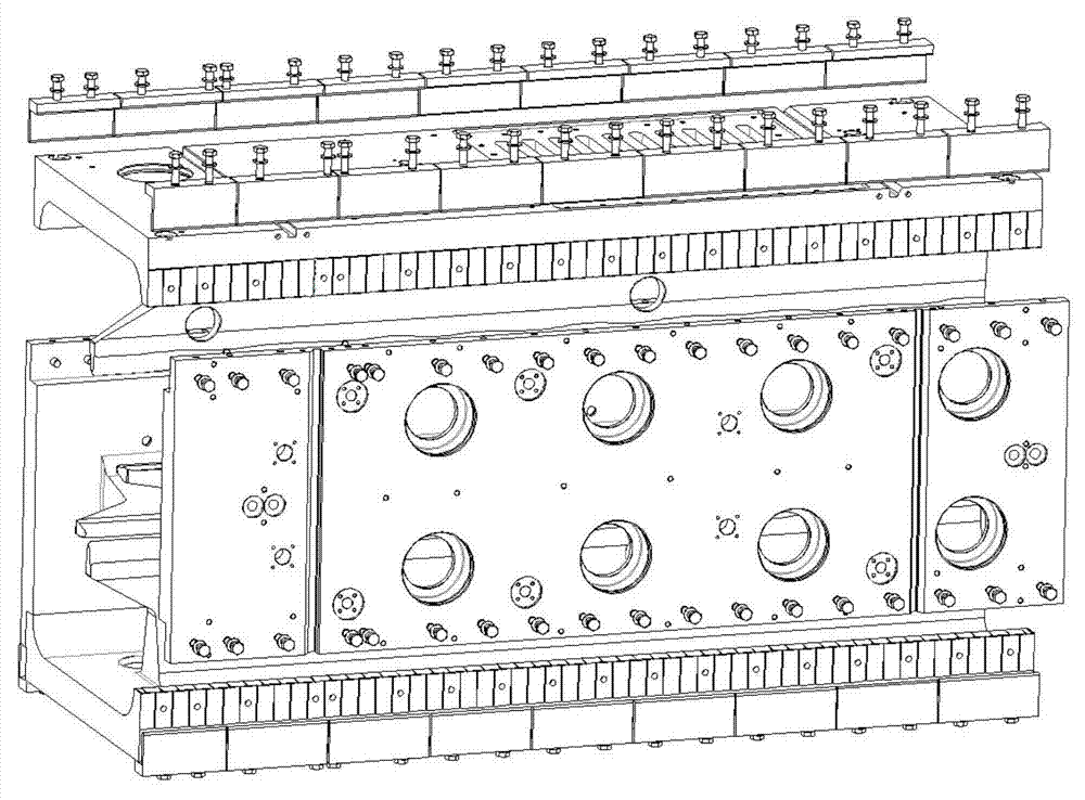 Four-airfoil-type radio frequency quadrupole-field accelerator cavity hydrogen furnace brazing method