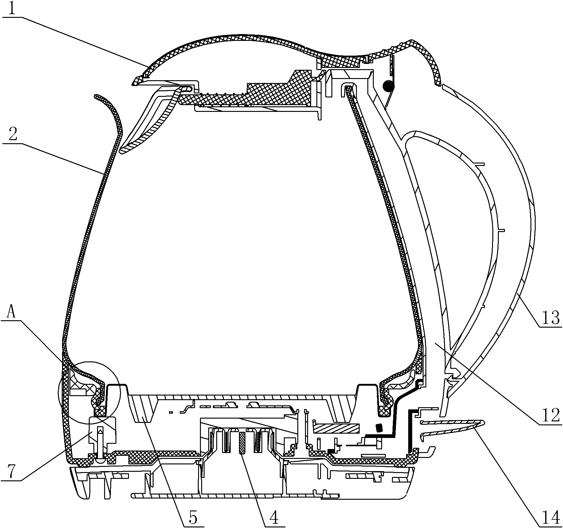 Seal structure of electric kettle