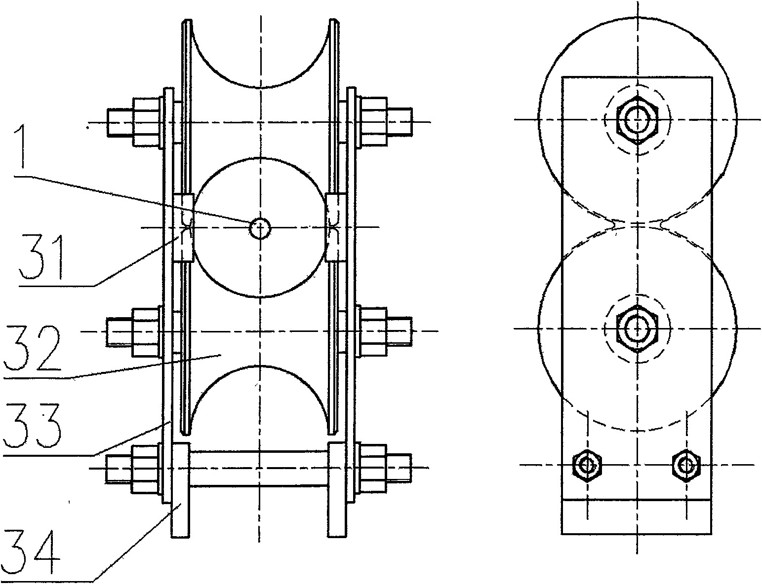 Two-thread vertical thread feeding device