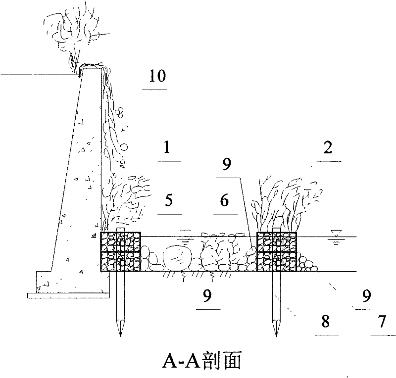 Vertical revetment river lake water wet land system and construction method thereof