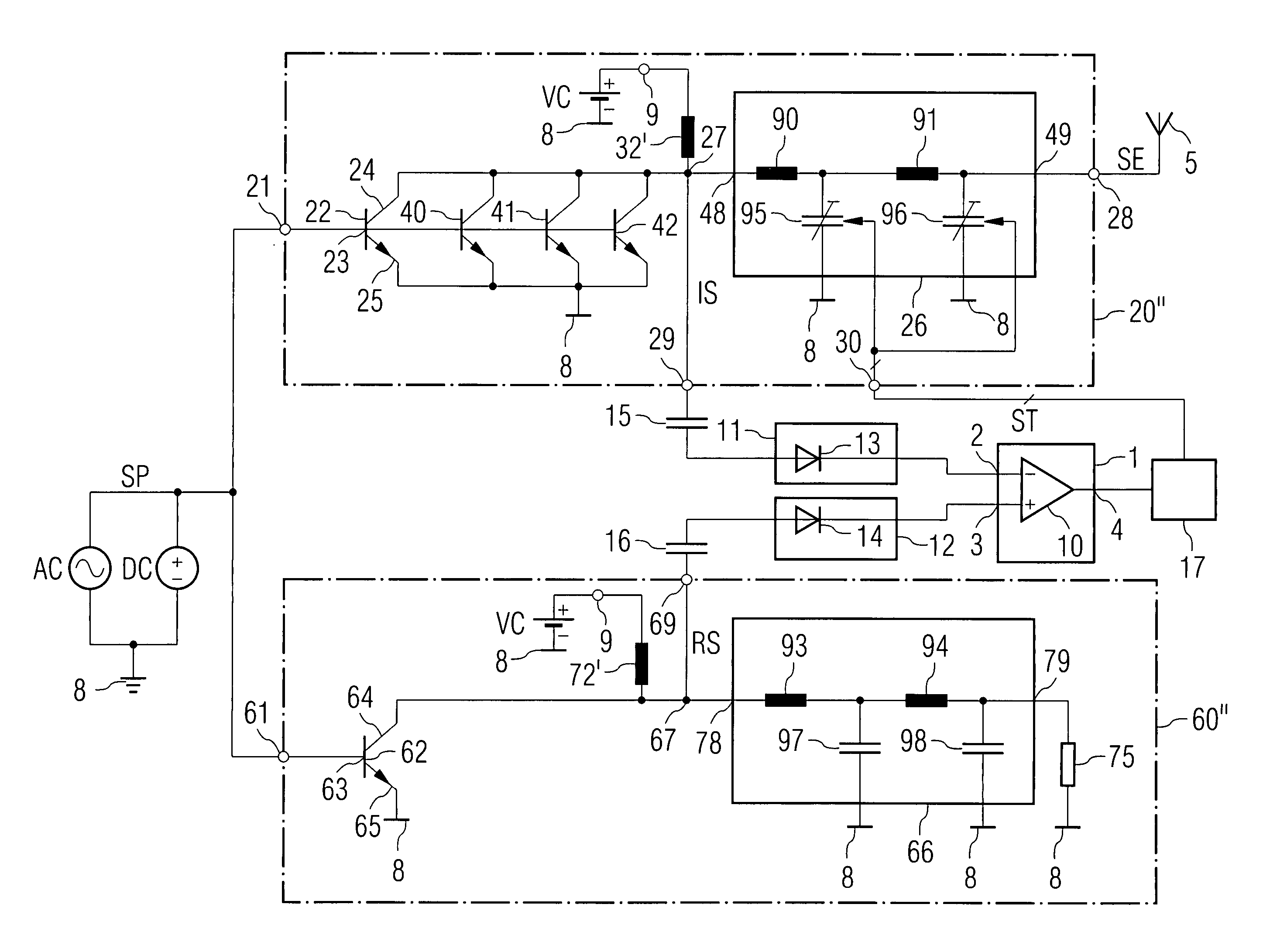 Transmitting arrangement and method for impedance matching