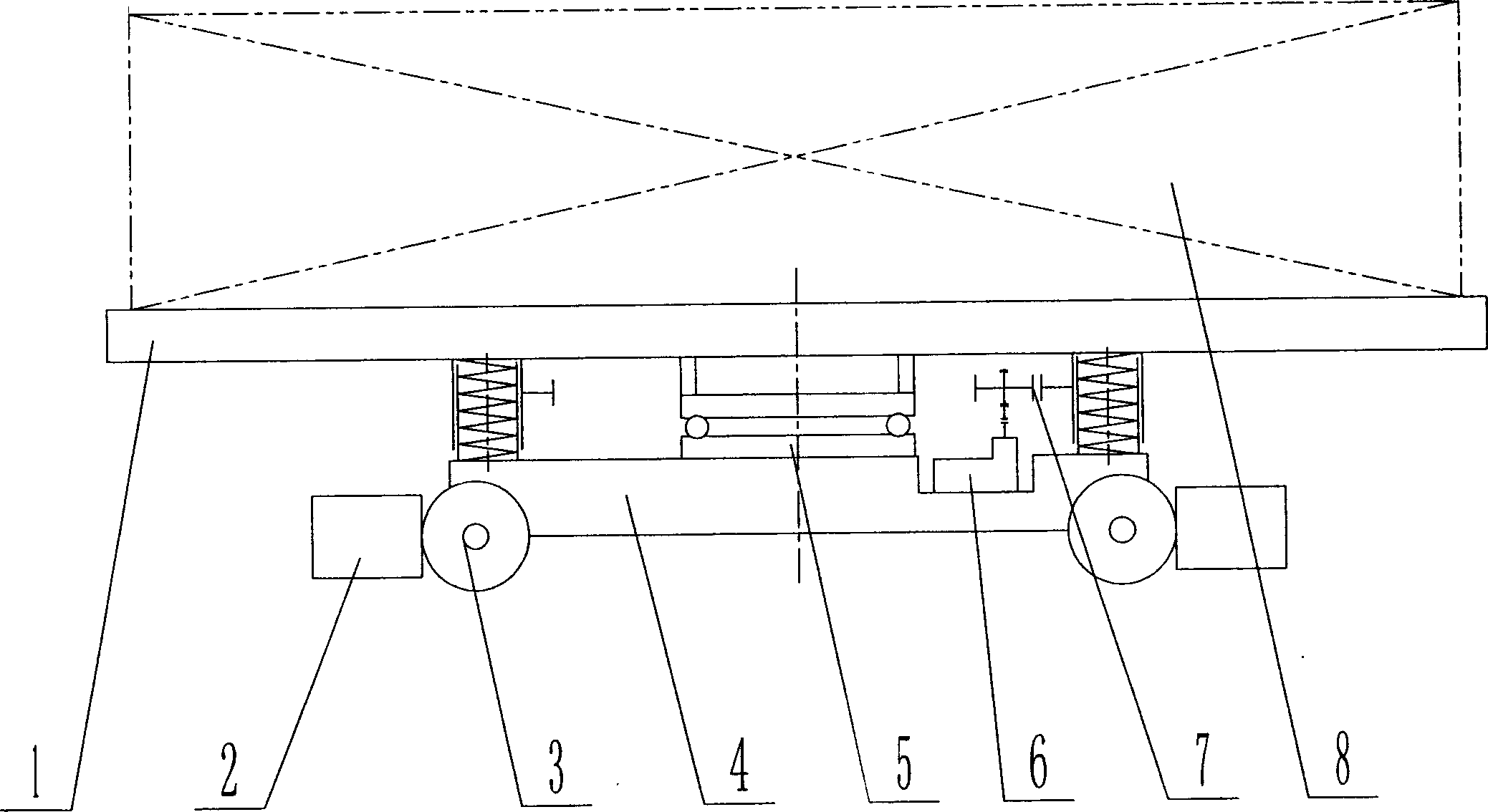 Rotary electric container conveying flat bogie