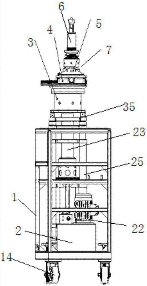 A bottom ring tension bolt disassembly lift mobile hydraulic trolley