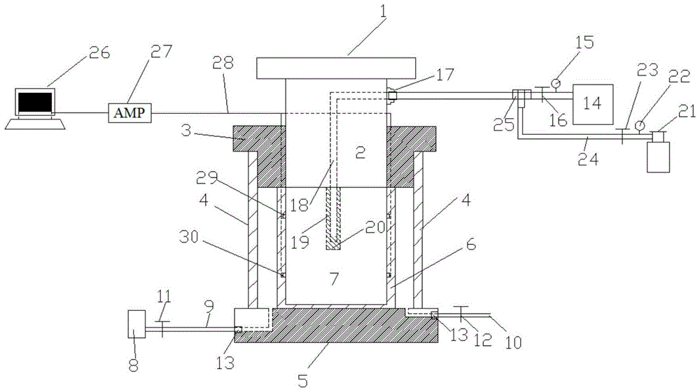 Acoustic emission positioning monitoring device and method for hydraulic fracturing fissure field of coal body containing gas