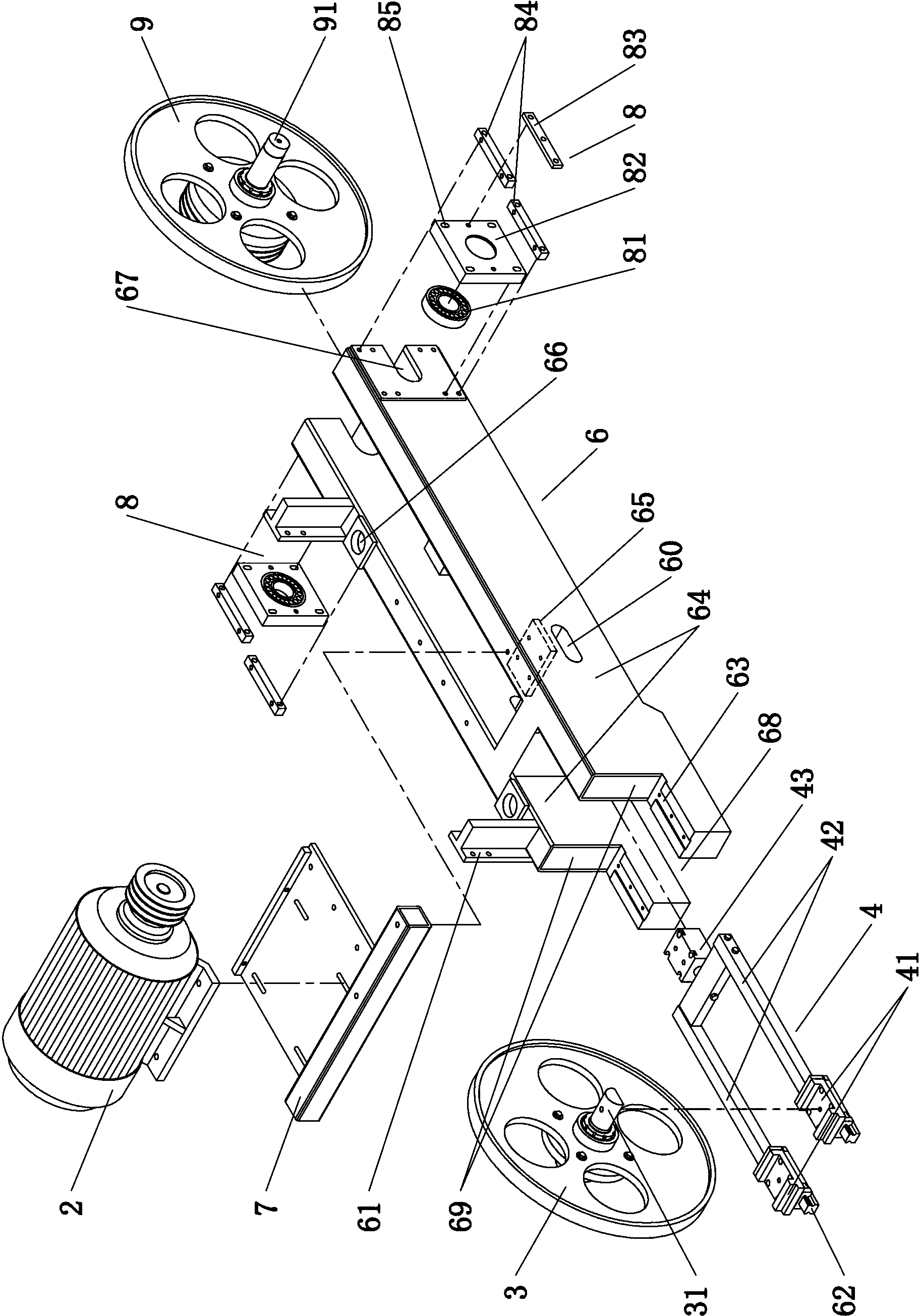 Horizontal band sawing machine