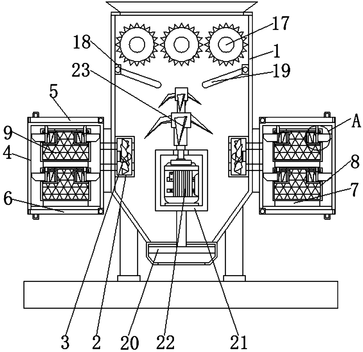 Solid waste processing equipment with dust removal effect