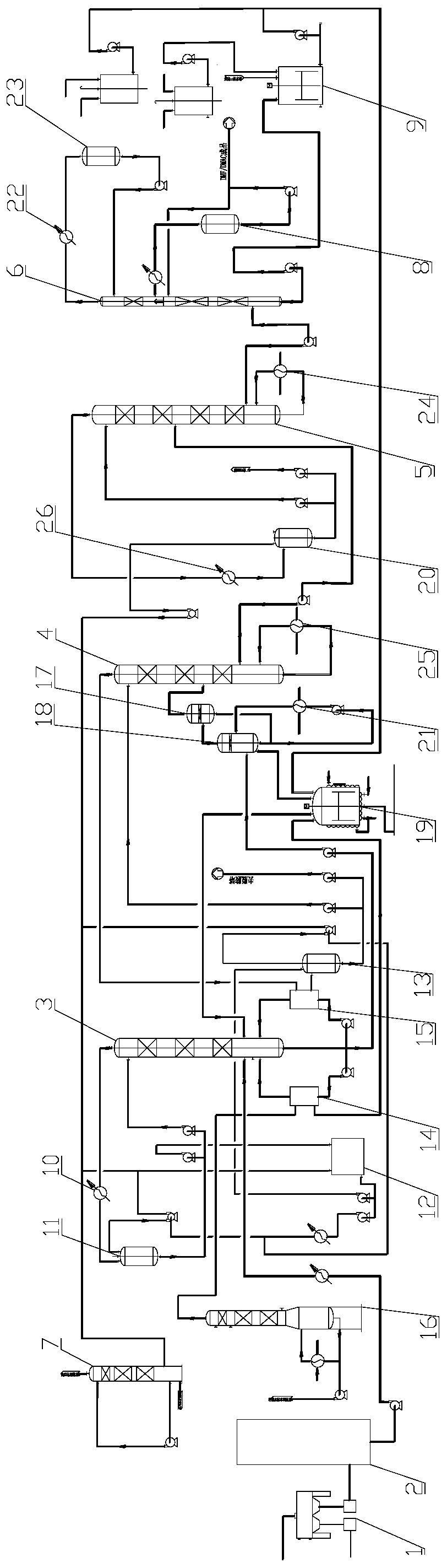 Low-concentration DMFDMAC saline and acidic wastewater rectifying and recovering device and mechanical application method thereof