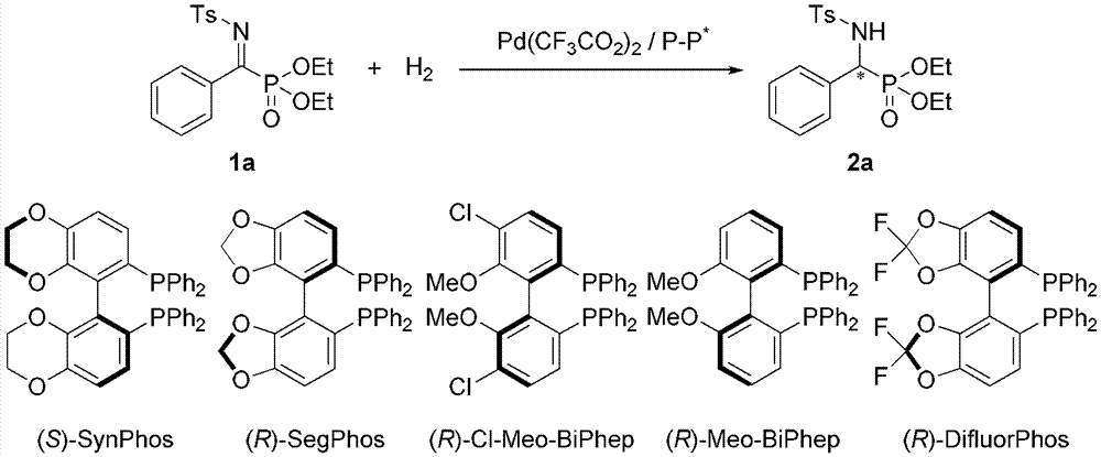 Method for synthesizing chiral phosphoramidate by carrying out asymmetric hydrogenation on palladium-catalyzed imine phosphate