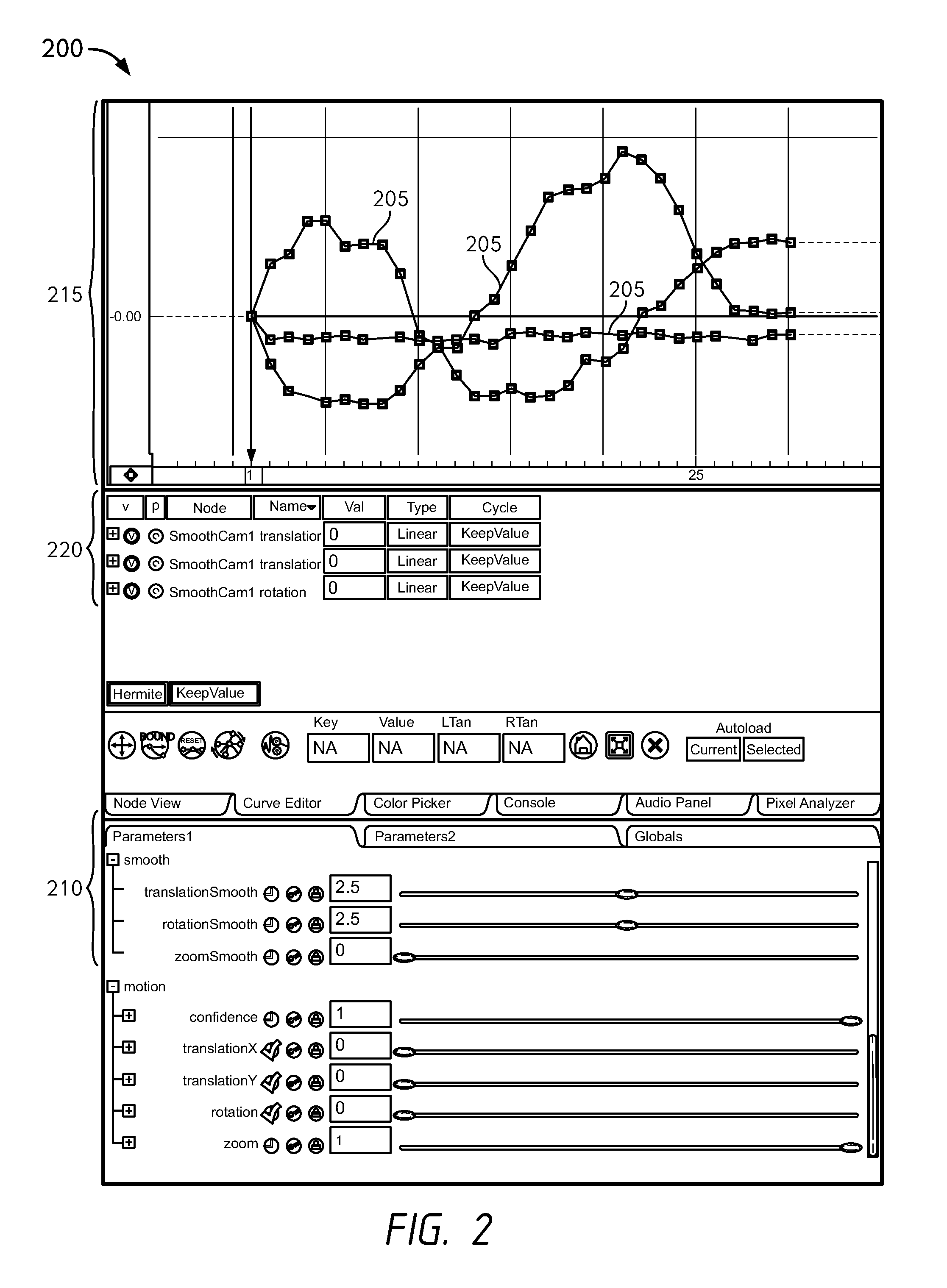 Smoothing and/or locking operations in video editing