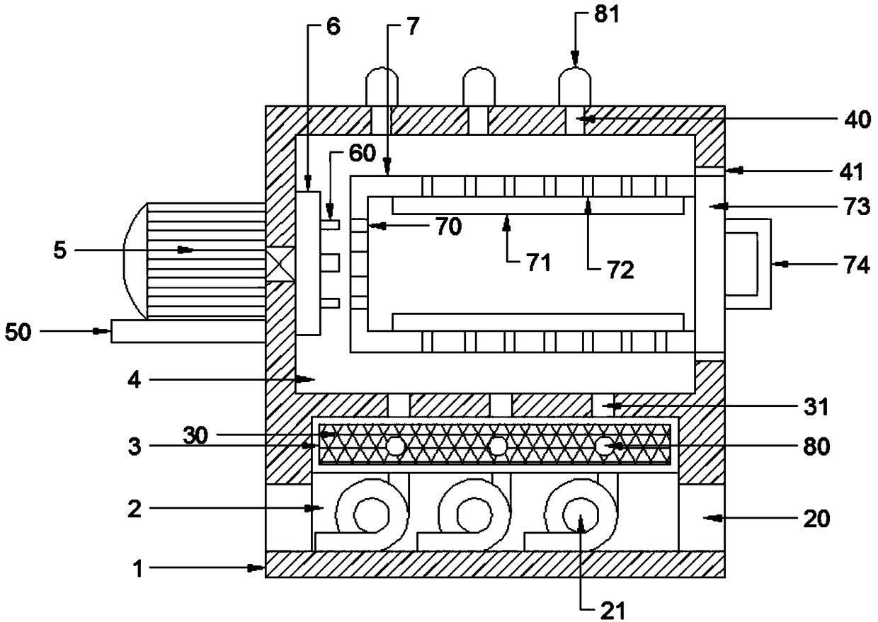 Roller-type drying device for astragalus membranaceus