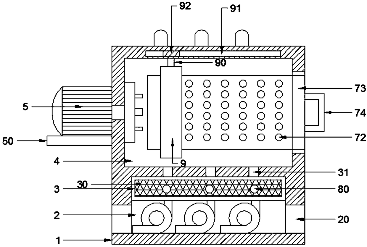 Roller-type drying device for astragalus membranaceus