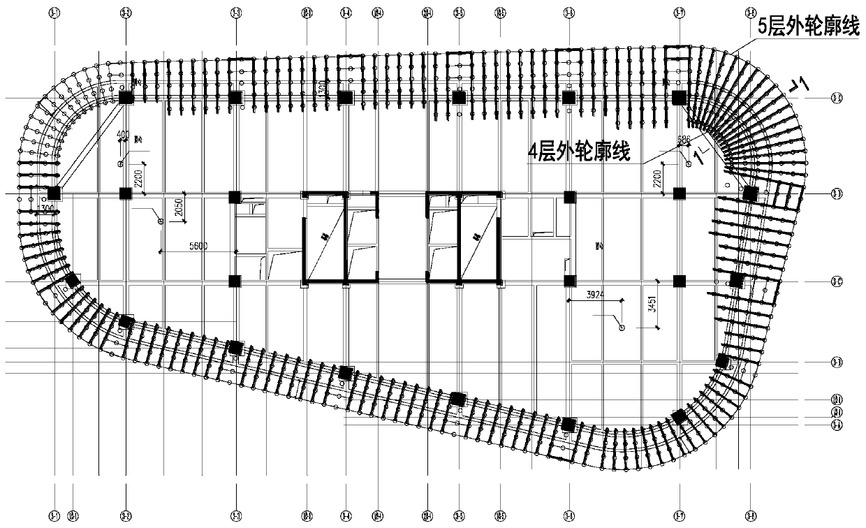 Construction method of irregular convex and concave facade structure scaffold