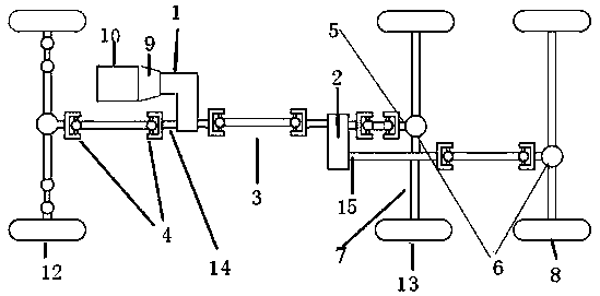 Highway-railway dual-purpose six-wheel drive traction locomotive and traction method