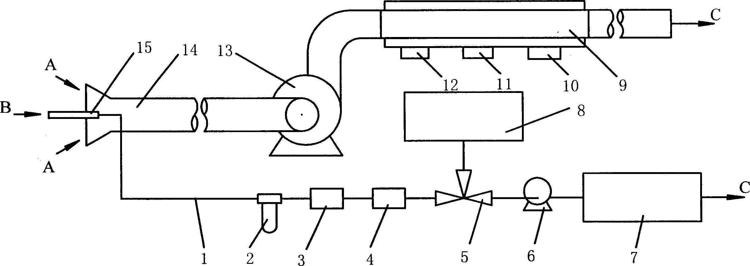 Gasoline vehicle tail gas discharging pollutant total quantity measuring equipment and method thereof