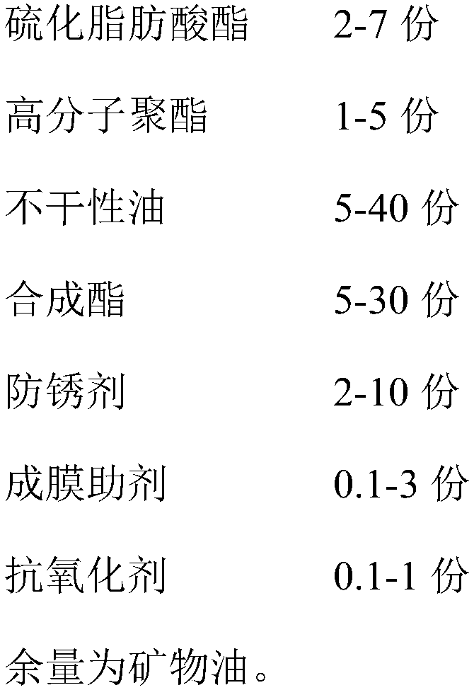 Medium-period and long-period antirust type cutting oil and preparation method thereof