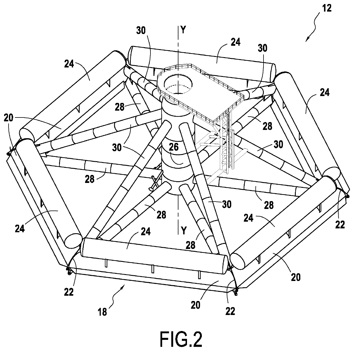 Floating support structure for offshore wind turbine and method for installing a wind turbine provided with such a support structure