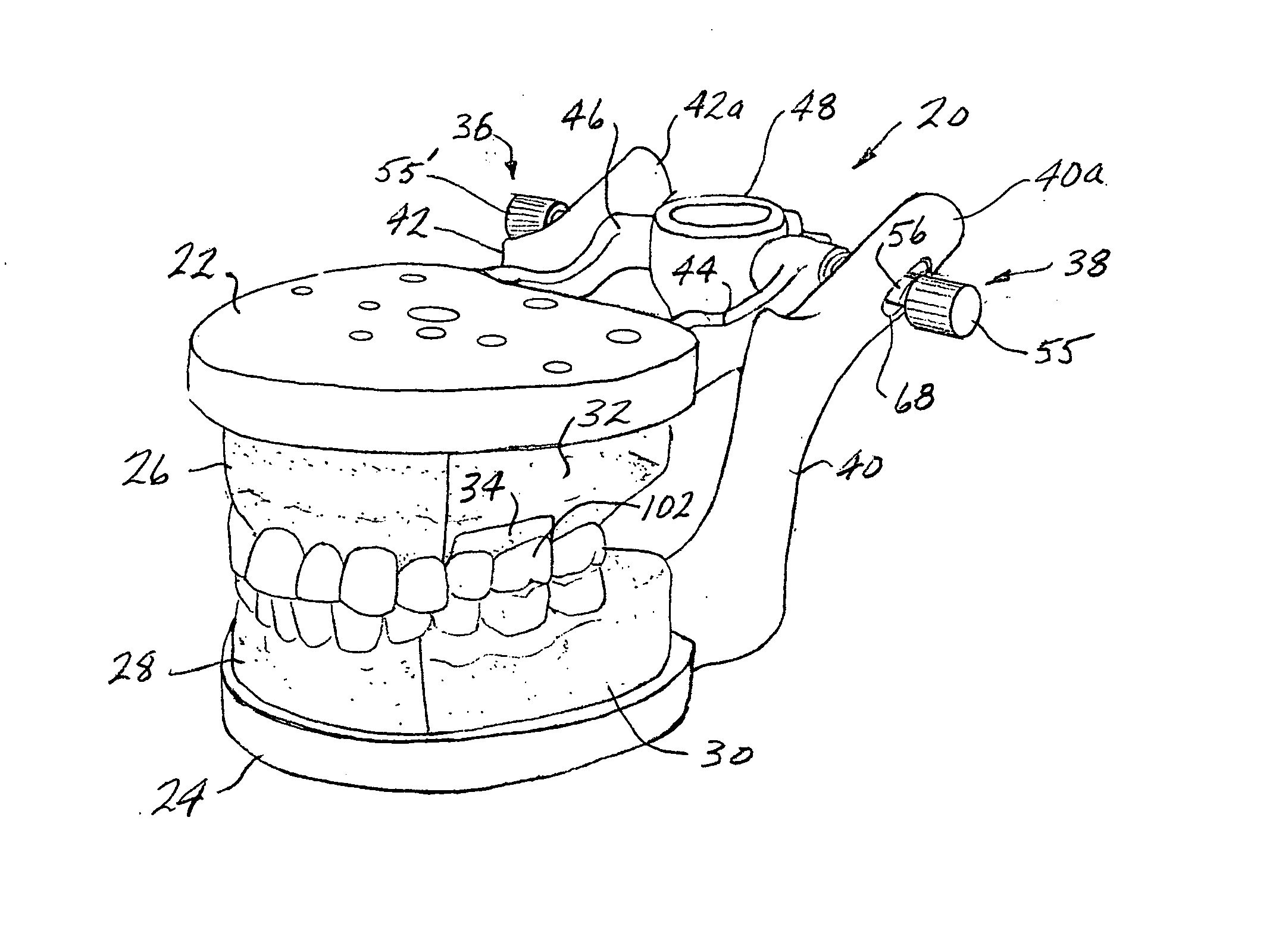 Dental articulator with endodontic module