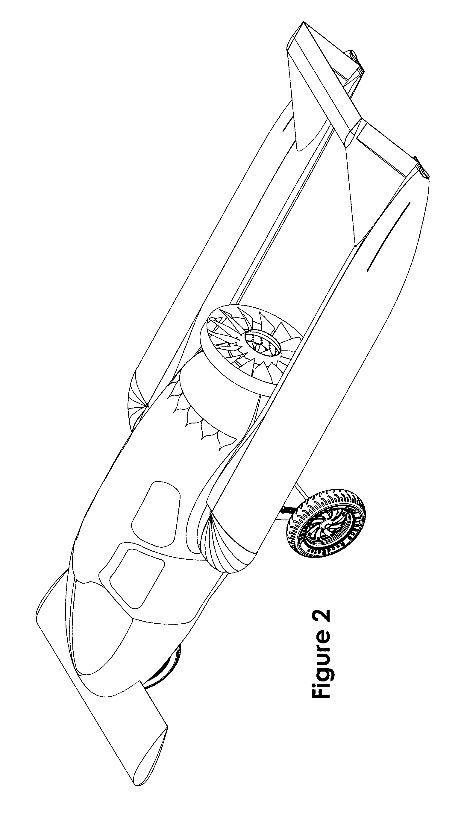 Roadable aircraft with collapsible wings and ductless fan