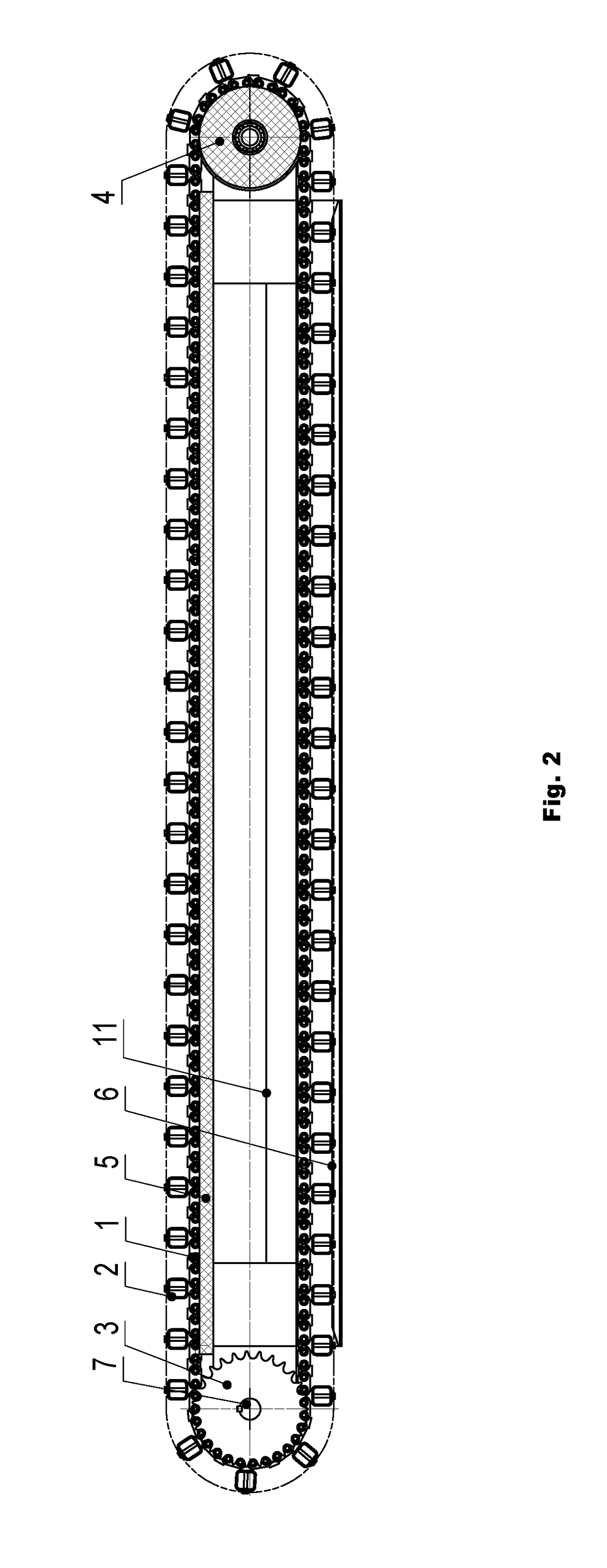 Chain type vehicle conveying device for stereo garage