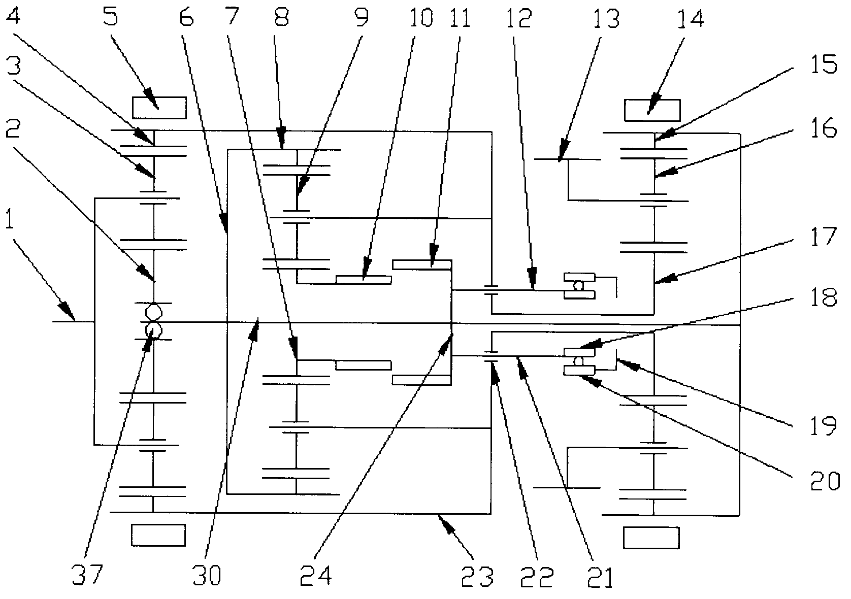 Continuously variable transmission system for flow distribution transmission of permanent magnetic speed-regulating planet gear